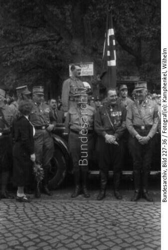Adolf Hitler salutes the parade of the SA in Bad Harzburg